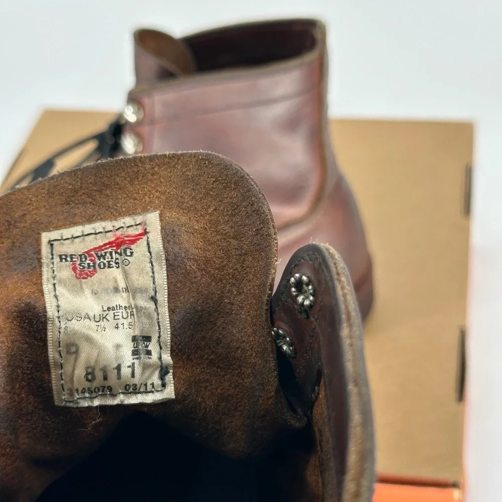 Red Wing Vintage 8111 Iron Ranger Brown Leather Boots USA Made Worn Men's 8.5 D